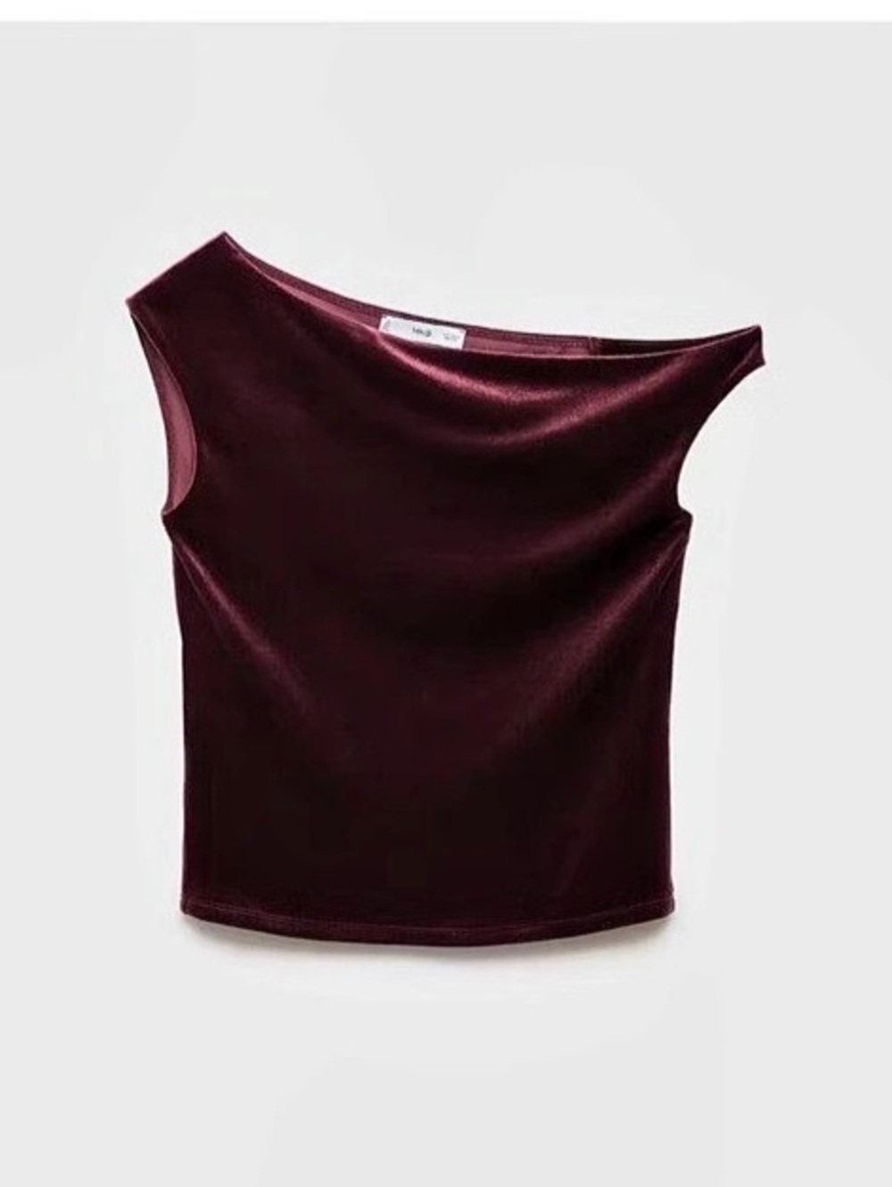 Mango Asymmetric Velvet Top Burgundy Tank Top Size Small